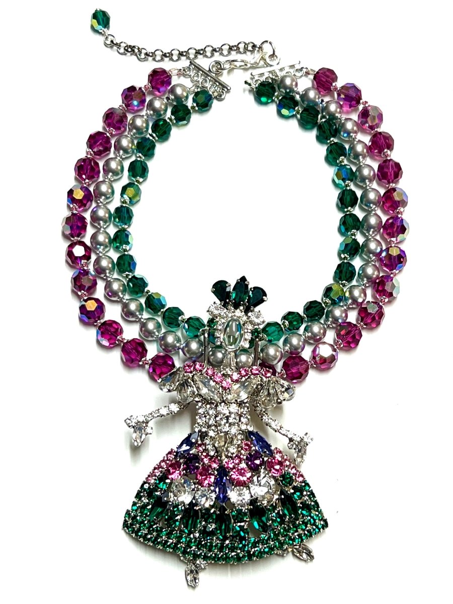 Moans Couture Brooch . The Ballerina with Swarovski Necklace - Angela Clark Boutique