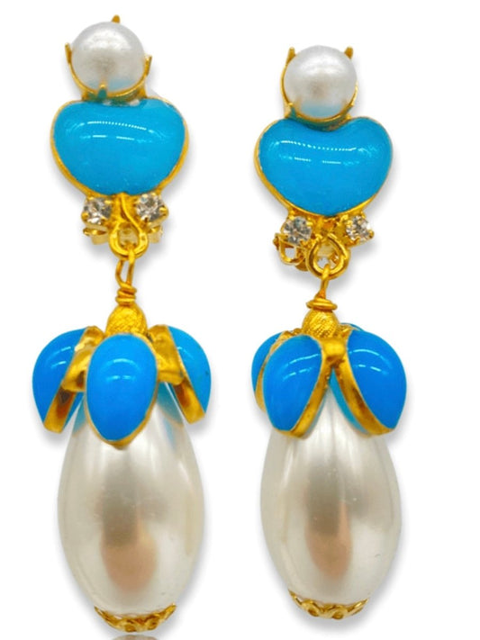 Moans Couture - Tulip Poured Glass Earrings Blue - Angela Clark Boutique