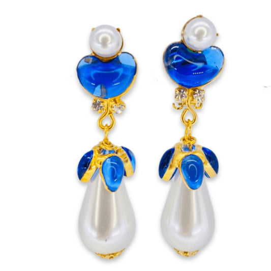 Moans Couture - Tulip Poured Glass Earrings Sapphire Blue - Angela Clark Boutique
