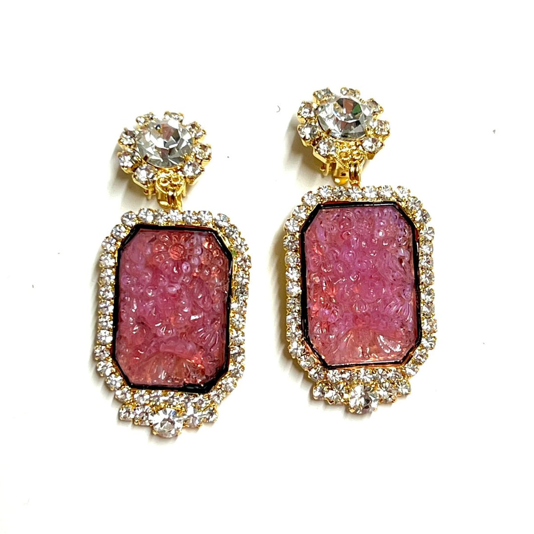 Moans Couture - Vintage Pink Earrings - Angela Clark Boutique